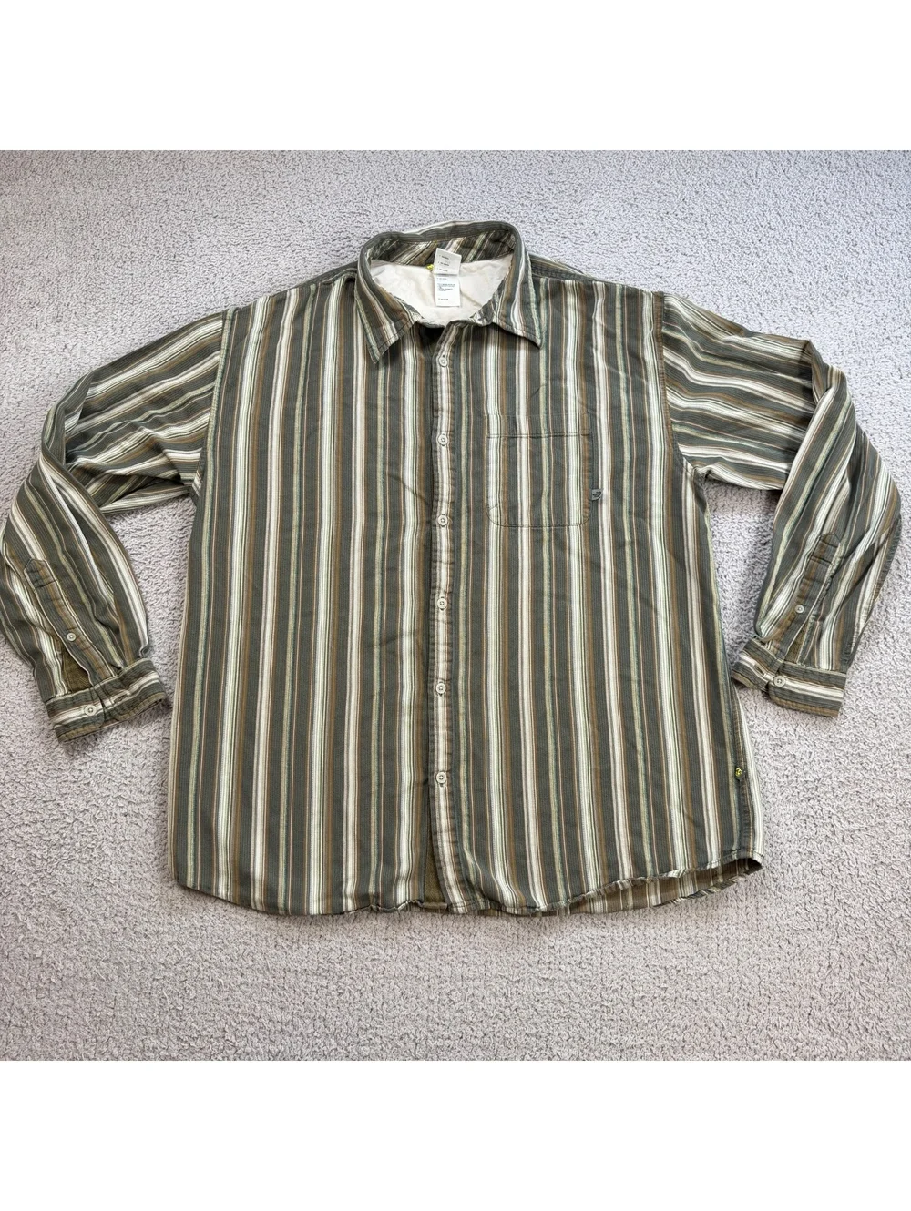 The North Face Series Striped Button Up Shirt Mens L Green Gorpcore Outdoor